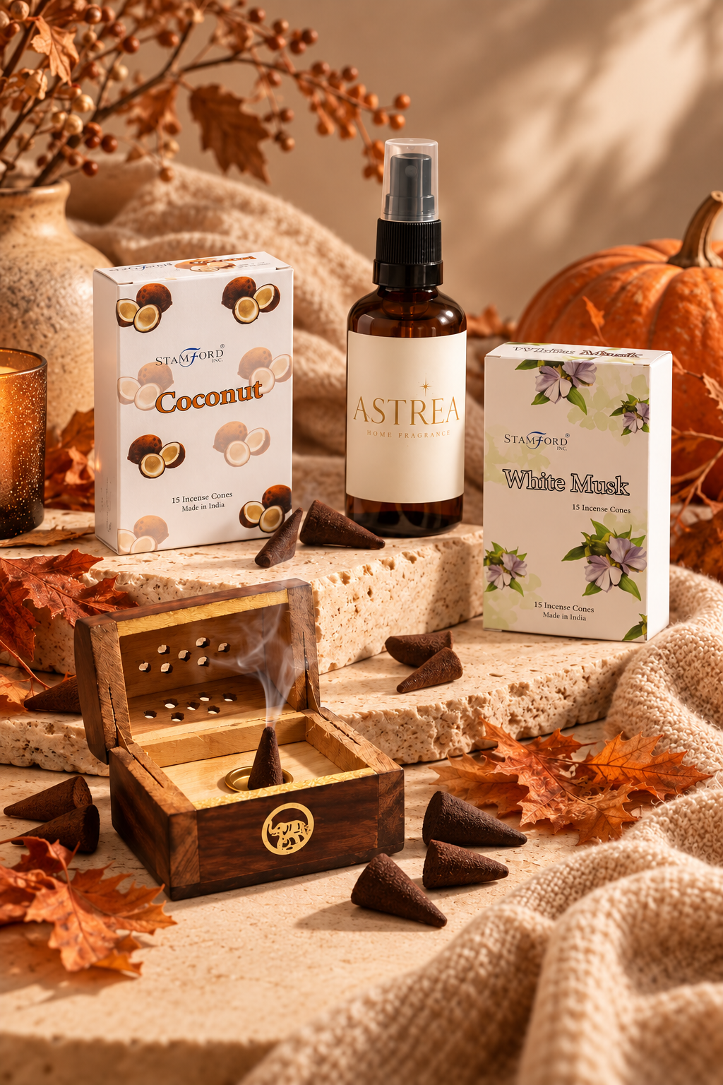 Fall Offer 2xIncense Cones & 1 Cone Smoke Box & 1 Room Spray 50ml